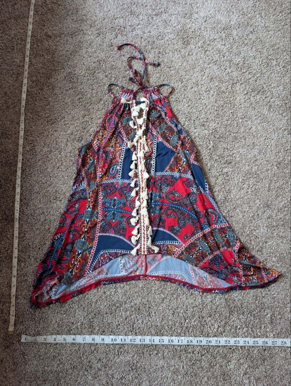 VENUS Red & Navy Paisley Tank Top